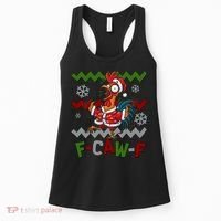 Ugly Christmas Sweater F CAW F Chicken Rooster Women's Tank Top thumb 0
