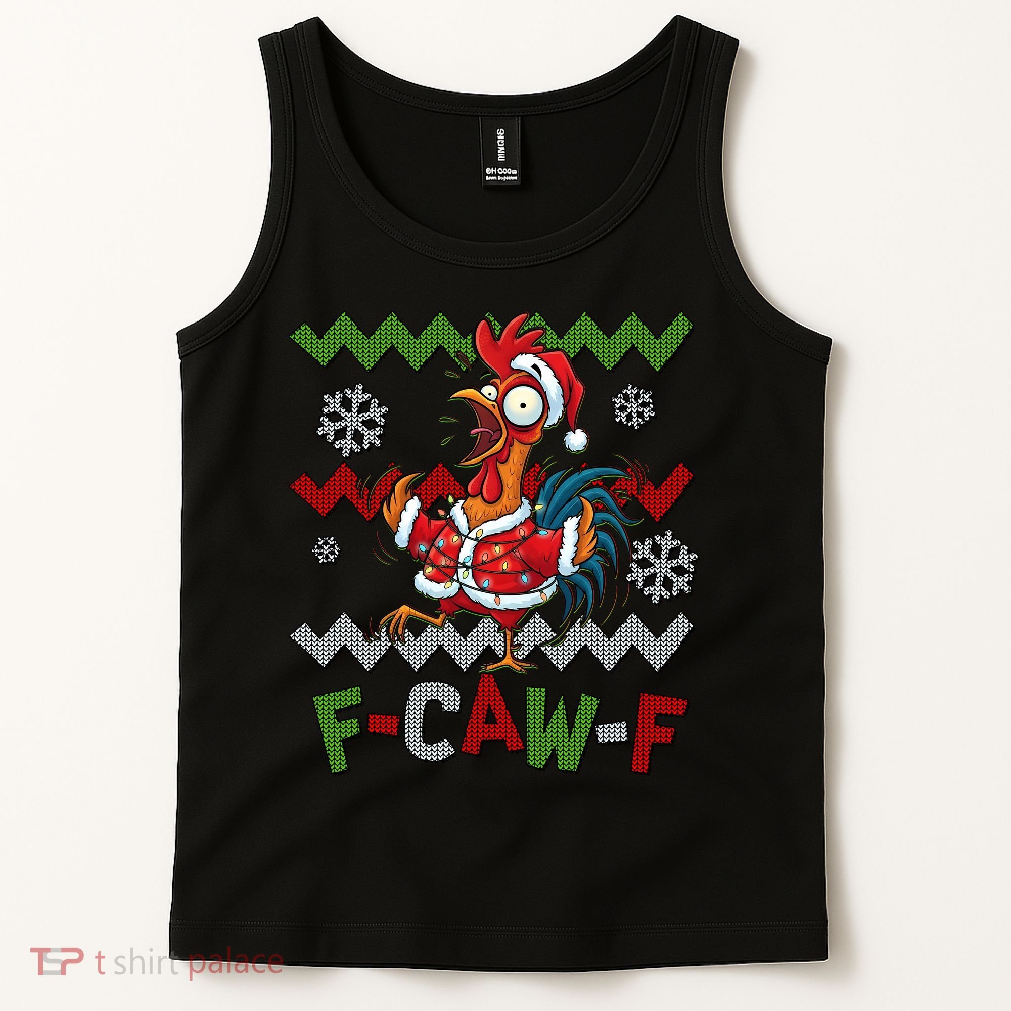 Ugly Christmas Sweater F CAW F Chicken Rooster Tank Top