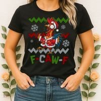 Ugly Christmas Sweater F CAW F Chicken Rooster Women's T-Shirt thumb 2