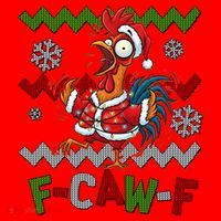 Ugly Christmas Sweater F CAW F Chicken Rooster Santa Hat thumb 1