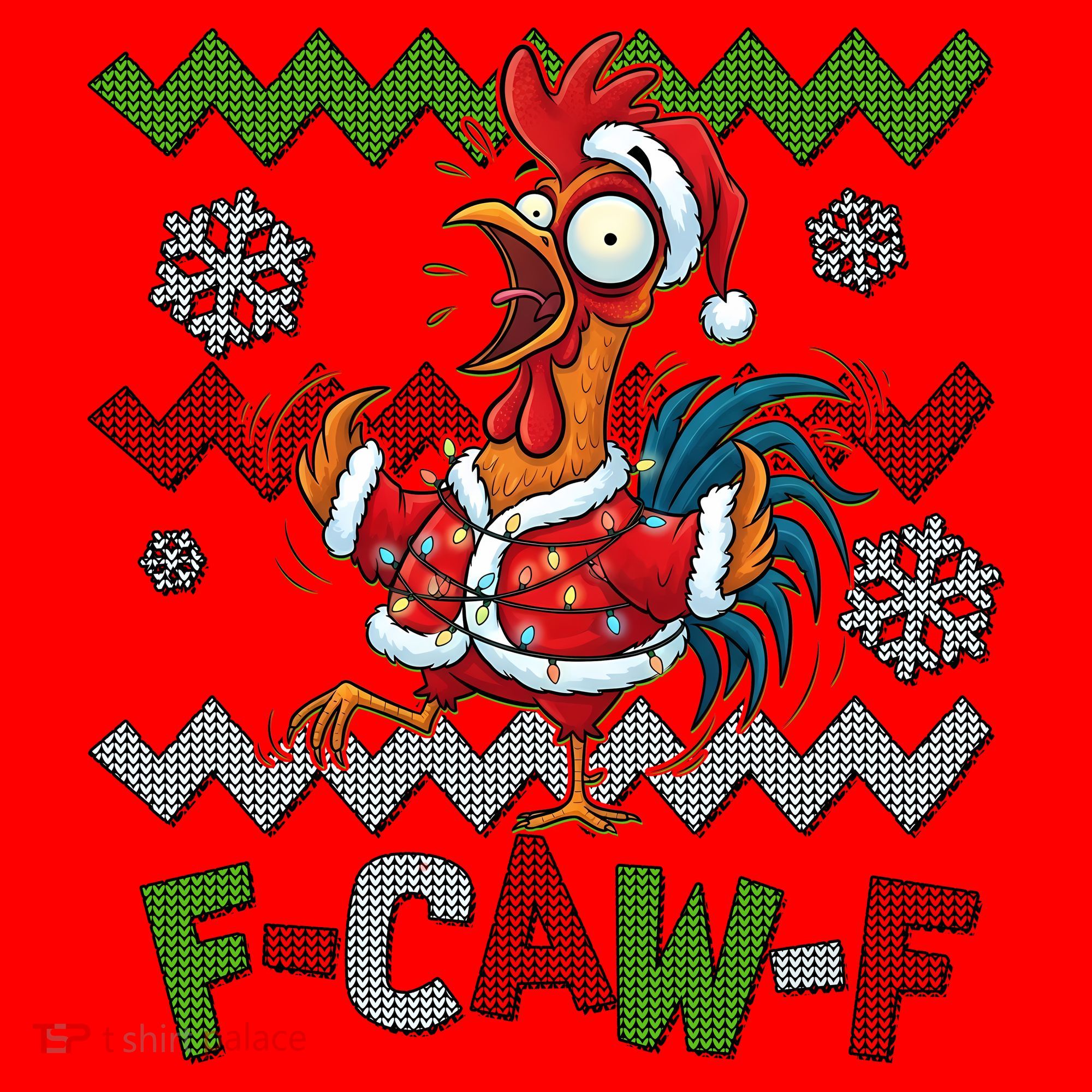 Ugly Christmas Sweater F CAW F Chicken Rooster Santa Hat