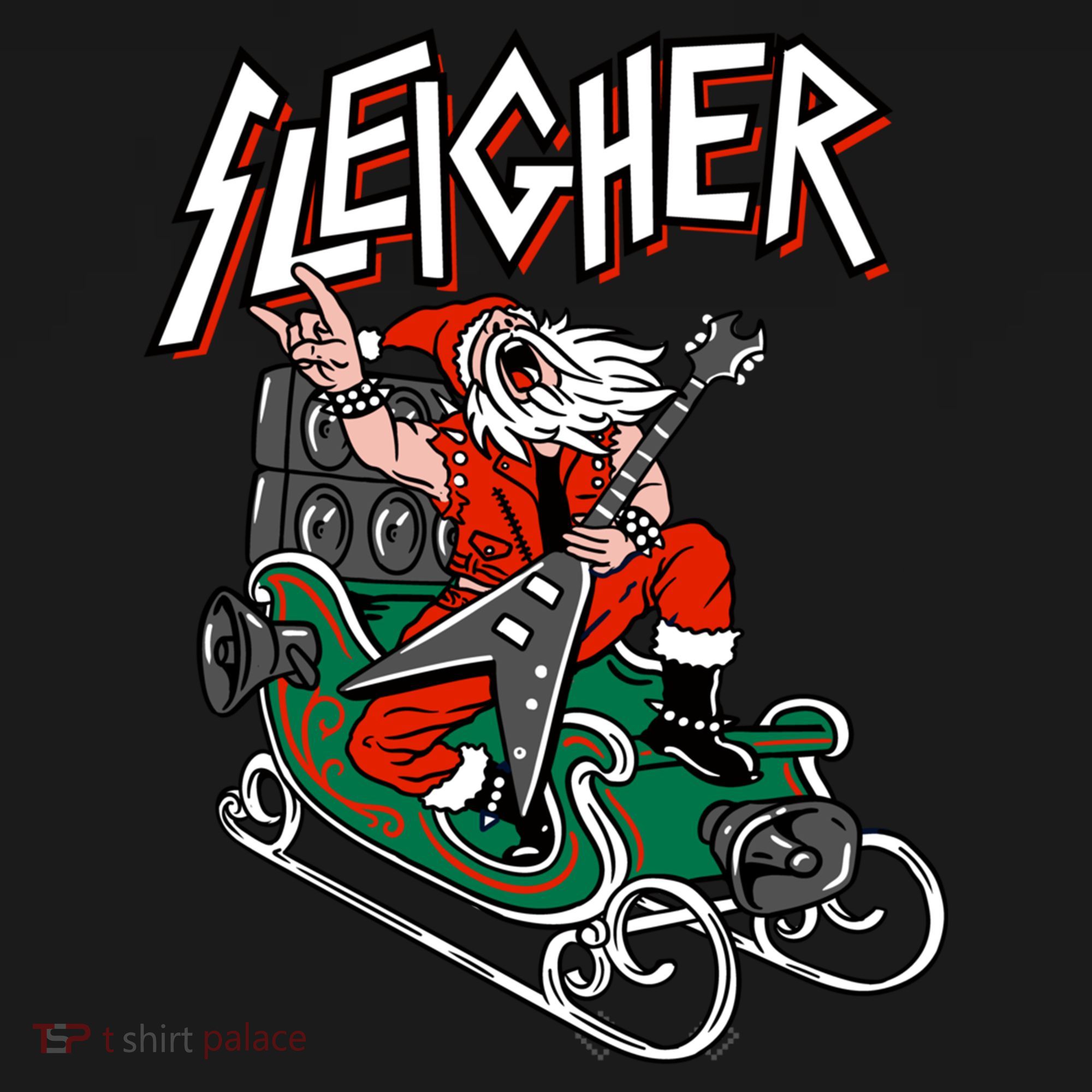Ugly Christmas Sweater Sleigher Heavy Metal Santa Meaningful Gift USA-Made Doggie Bandana