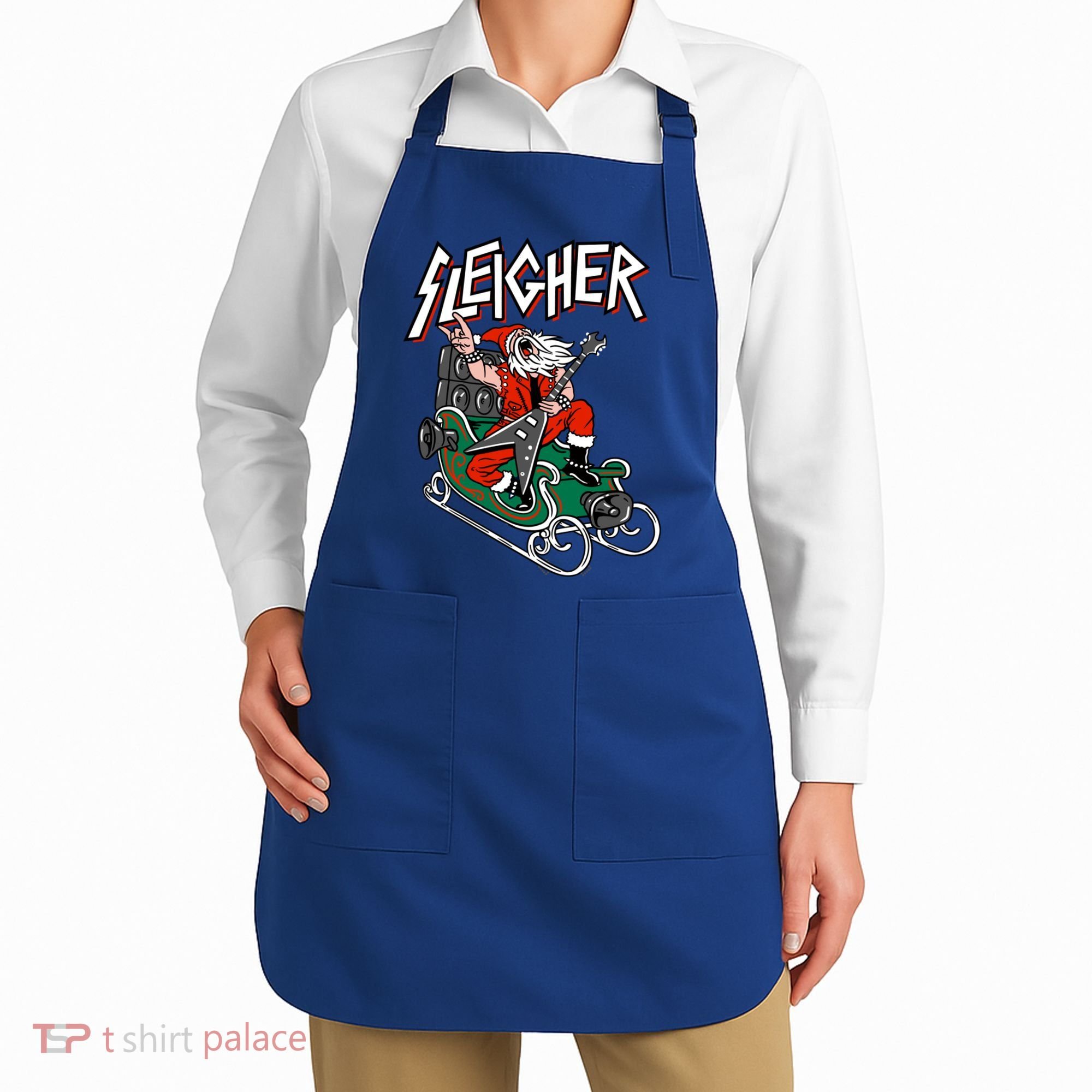 Ugly Christmas Sweater Sleigher Heavy Metal Santa Meaningful Gift Apron
