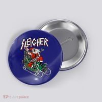 Ugly Christmas Sweater Sleigher Heavy Metal Santa Meaningful Gift Button thumb 0