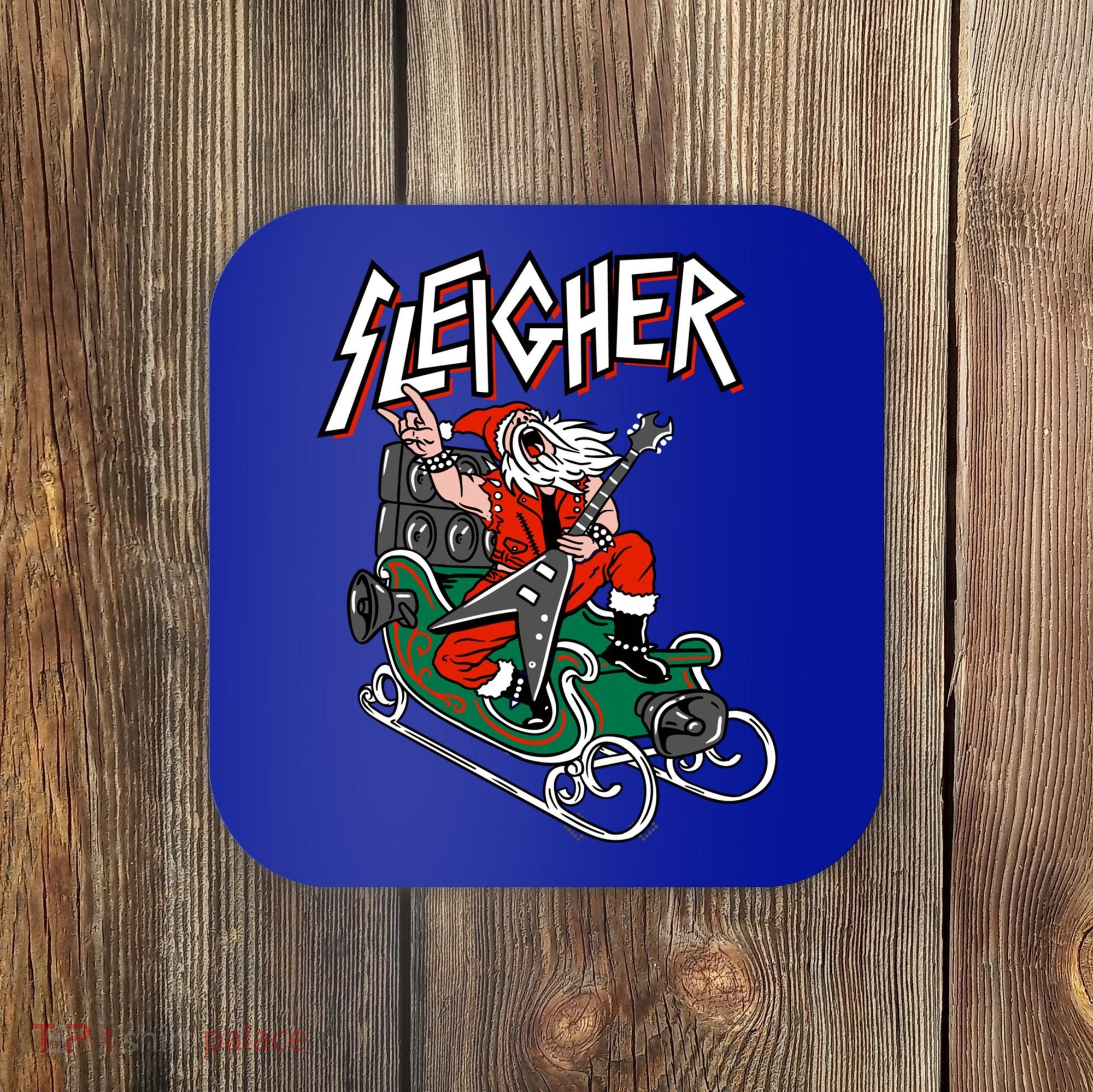 Ugly Christmas Sweater Sleigher Heavy Metal Santa Meaningful Gift Coaster