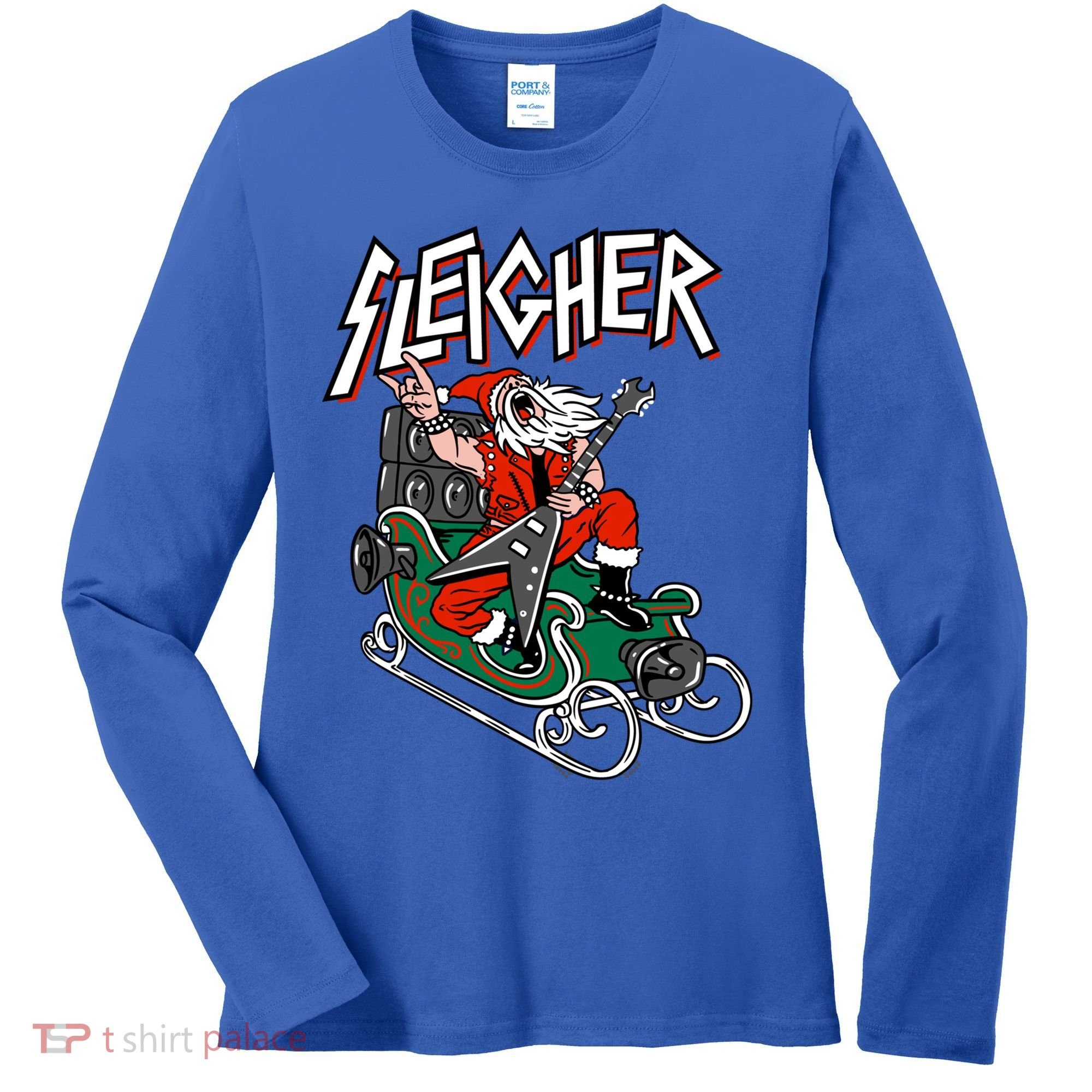 Ugly Christmas Sweater Sleigher Heavy Metal Santa Meaningful Gift Women's Long Sleeve Shirt