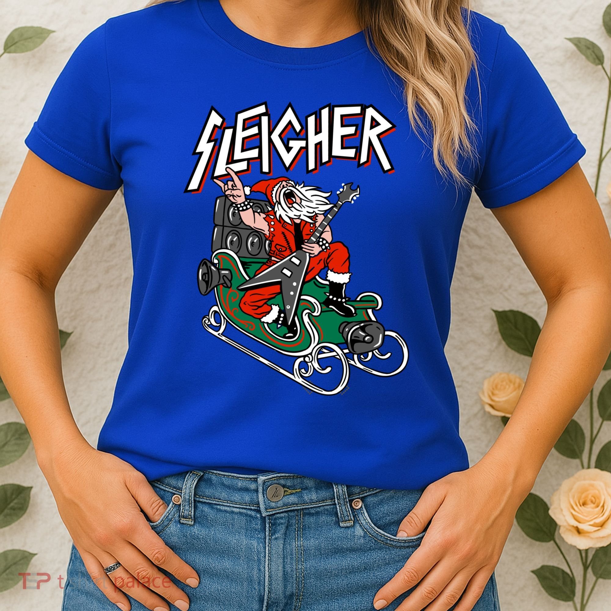Ugly Christmas Sweater Sleigher Heavy Metal Santa Meaningful Gift Women's T-Shirt
