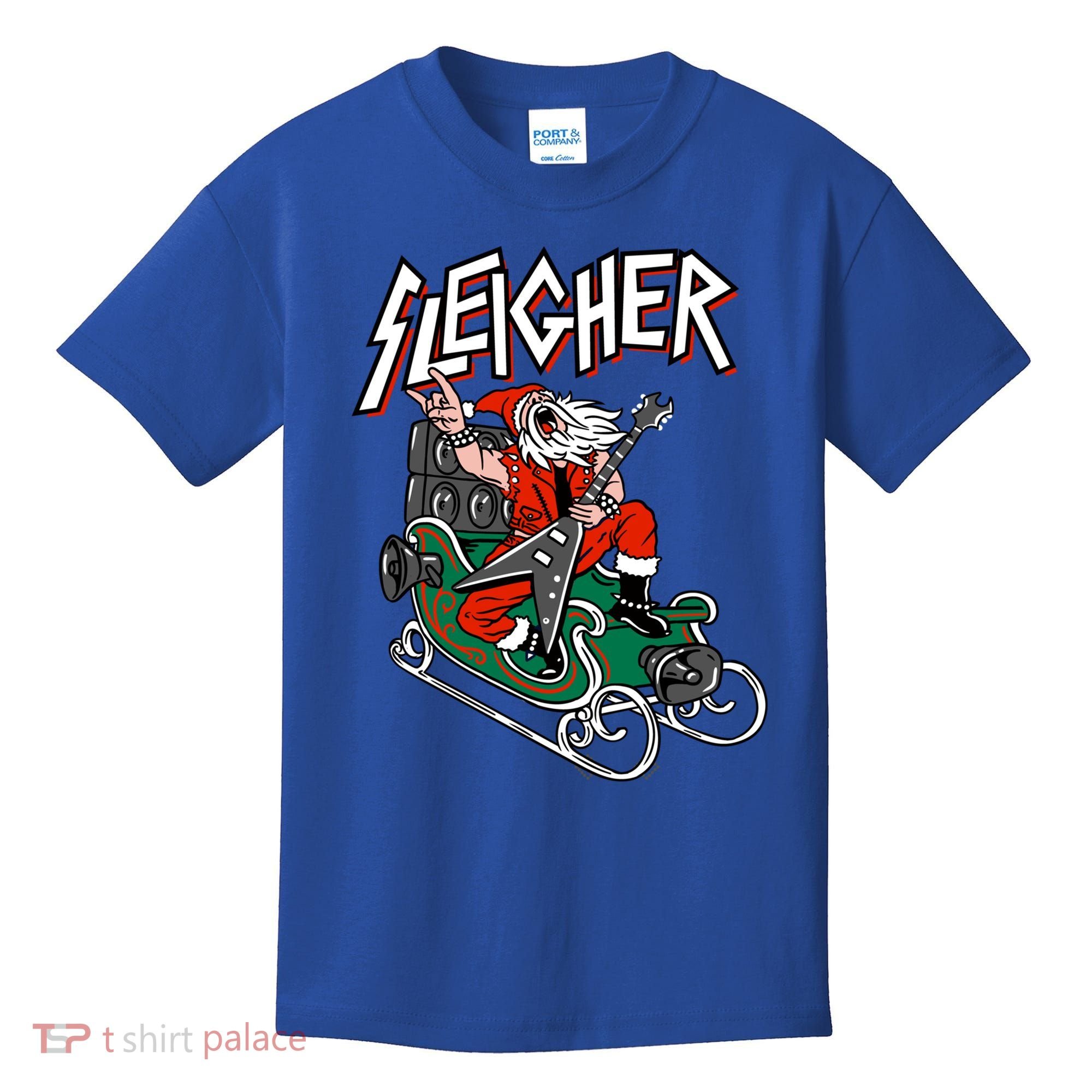 Ugly Christmas Sweater Sleigher Heavy Metal Santa Meaningful Gift Kids T-Shirt