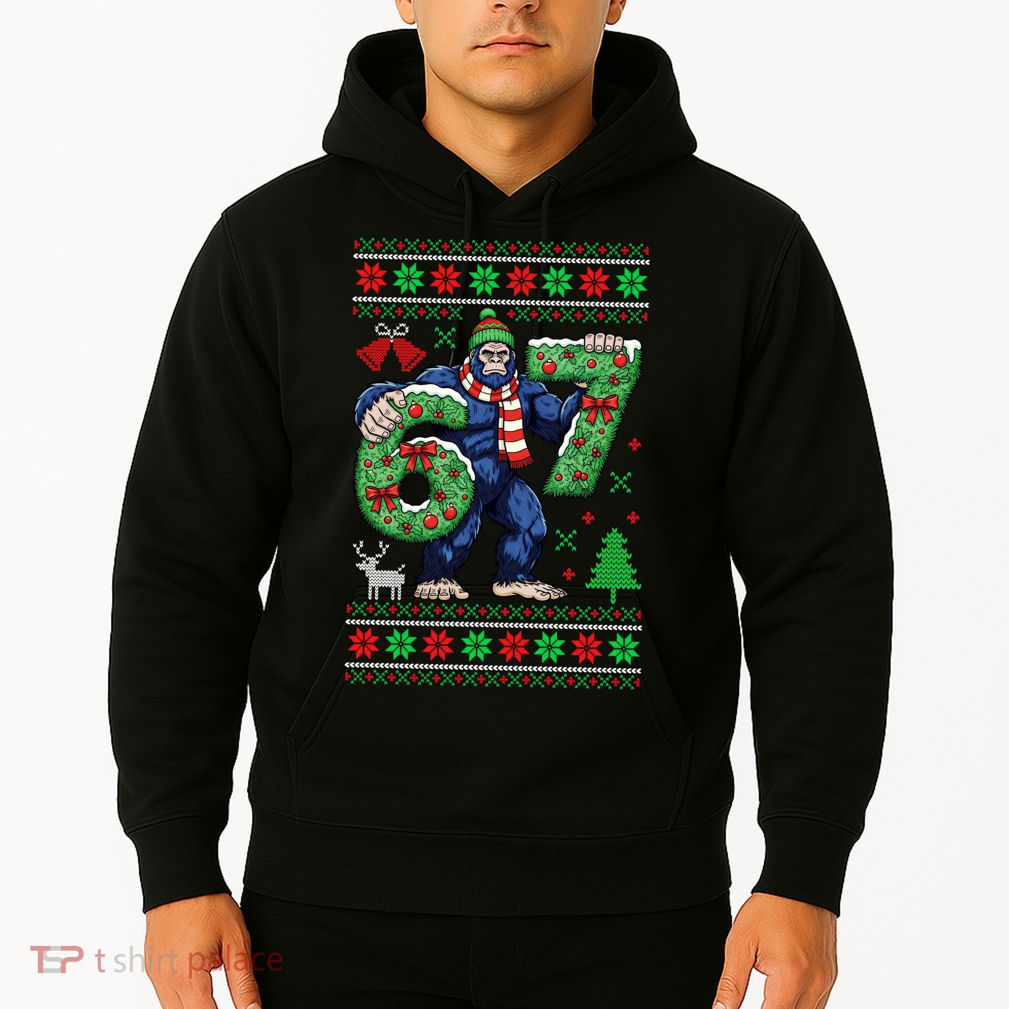 Ugly Christmas Sweater 6-7 Meme Bigfoot Santa 67 Hoodie