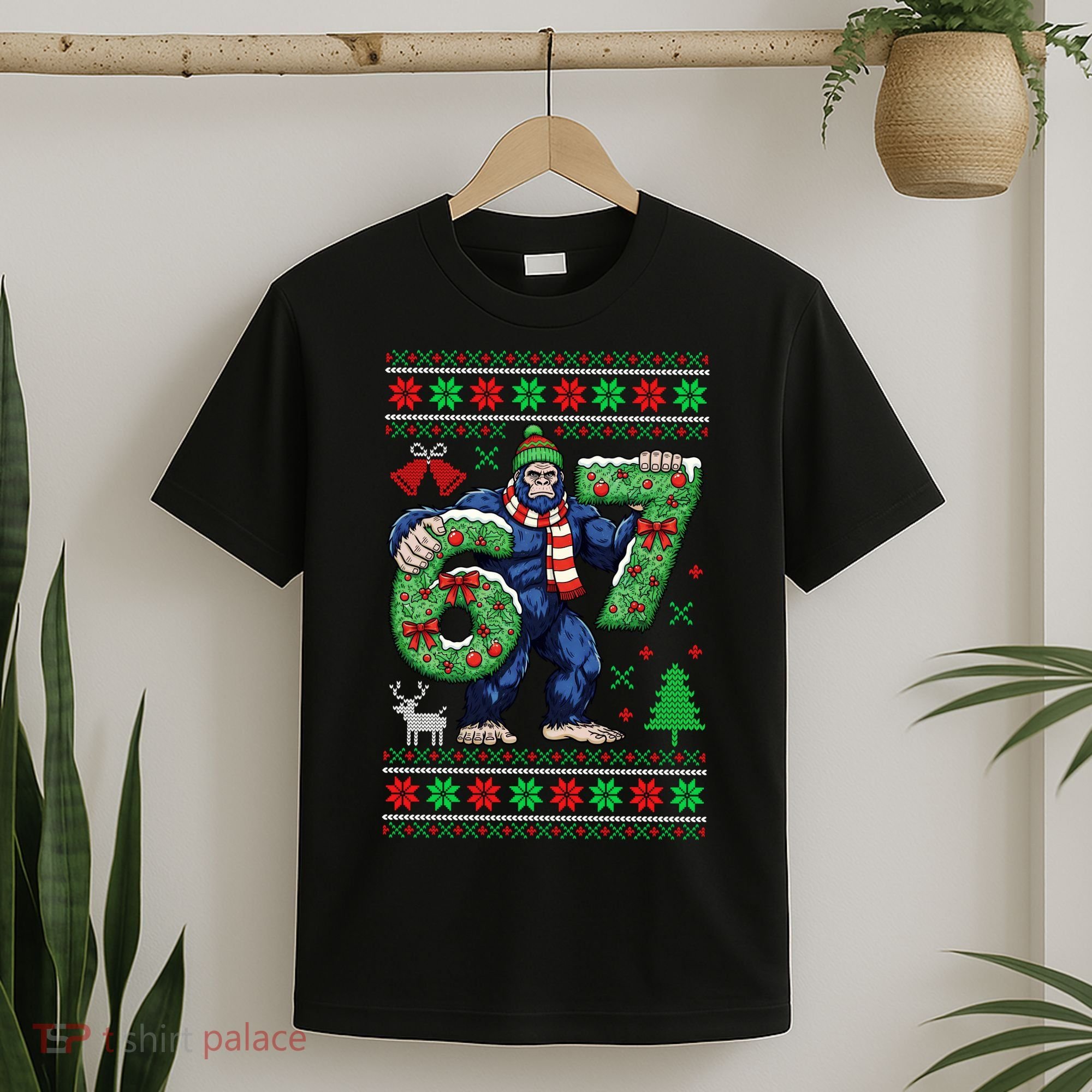 Ugly Christmas Sweater 6-7 Meme Bigfoot Santa 67 T-Shirt