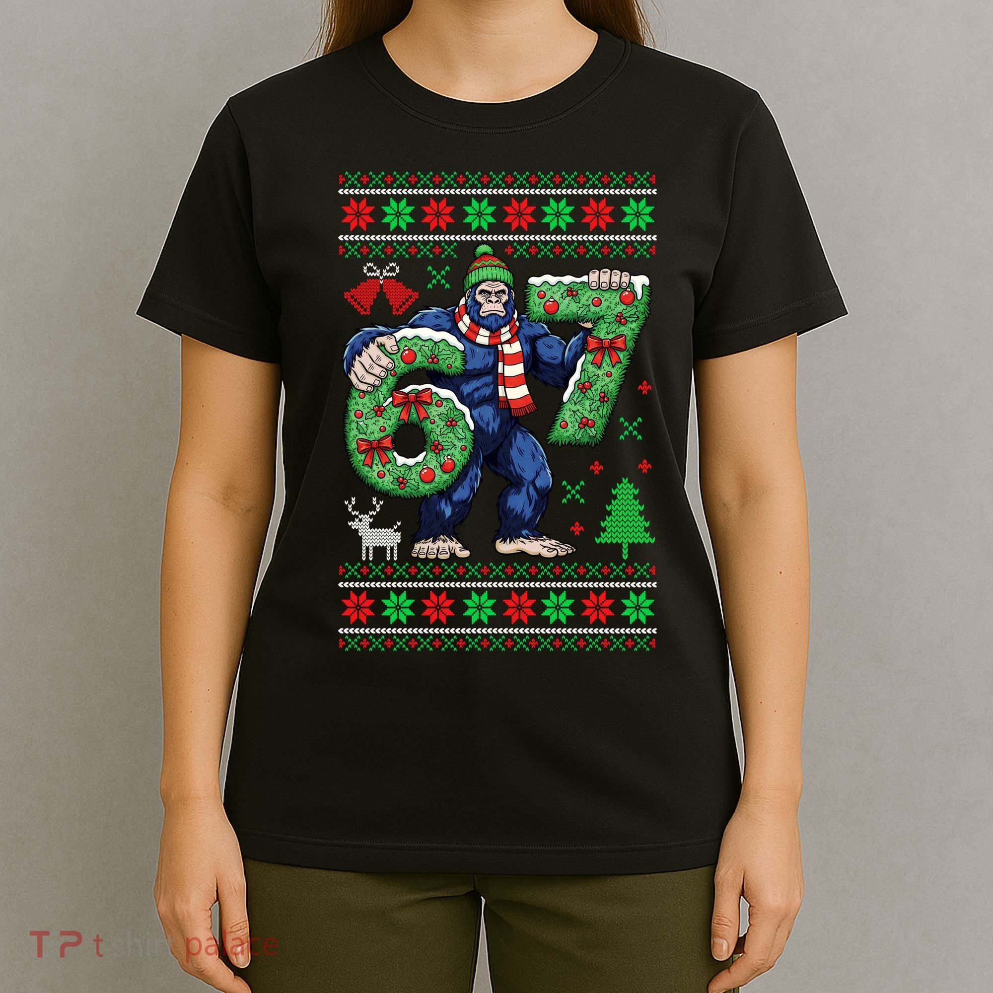 Ugly Christmas Sweater 6-7 Meme Bigfoot Santa 67 T-Shirt
