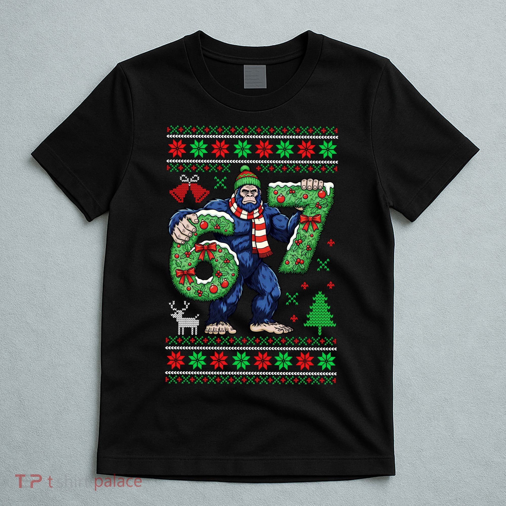 Ugly Christmas Sweater 6-7 Meme Bigfoot Santa 67 T-Shirt