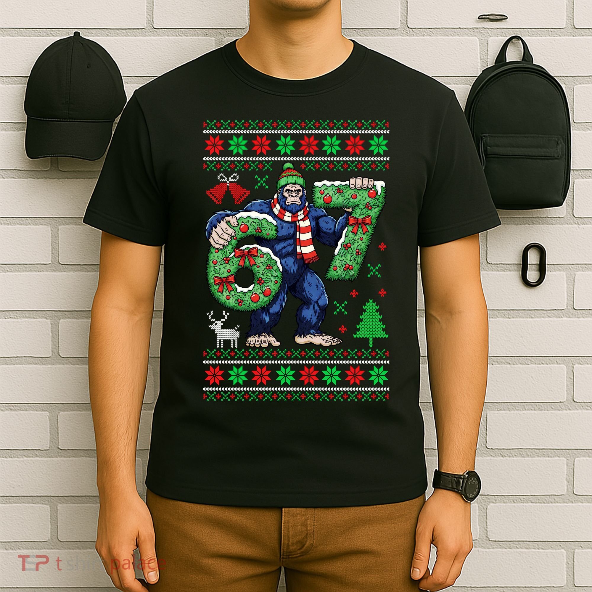 Ugly Christmas Sweater 6-7 Meme Bigfoot Santa 67 T-Shirt
