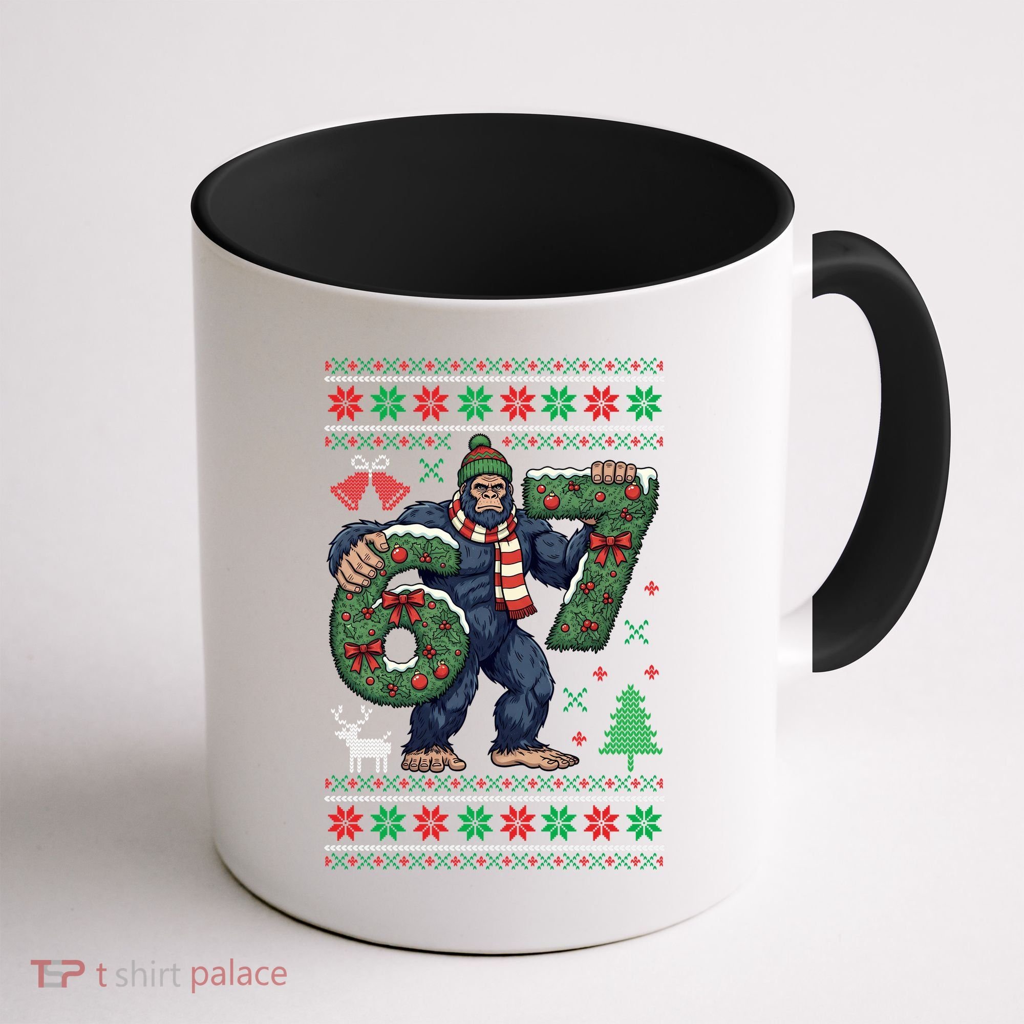 Ugly Christmas Sweater 6-7 Meme Bigfoot Santa 67 Coffee Mug