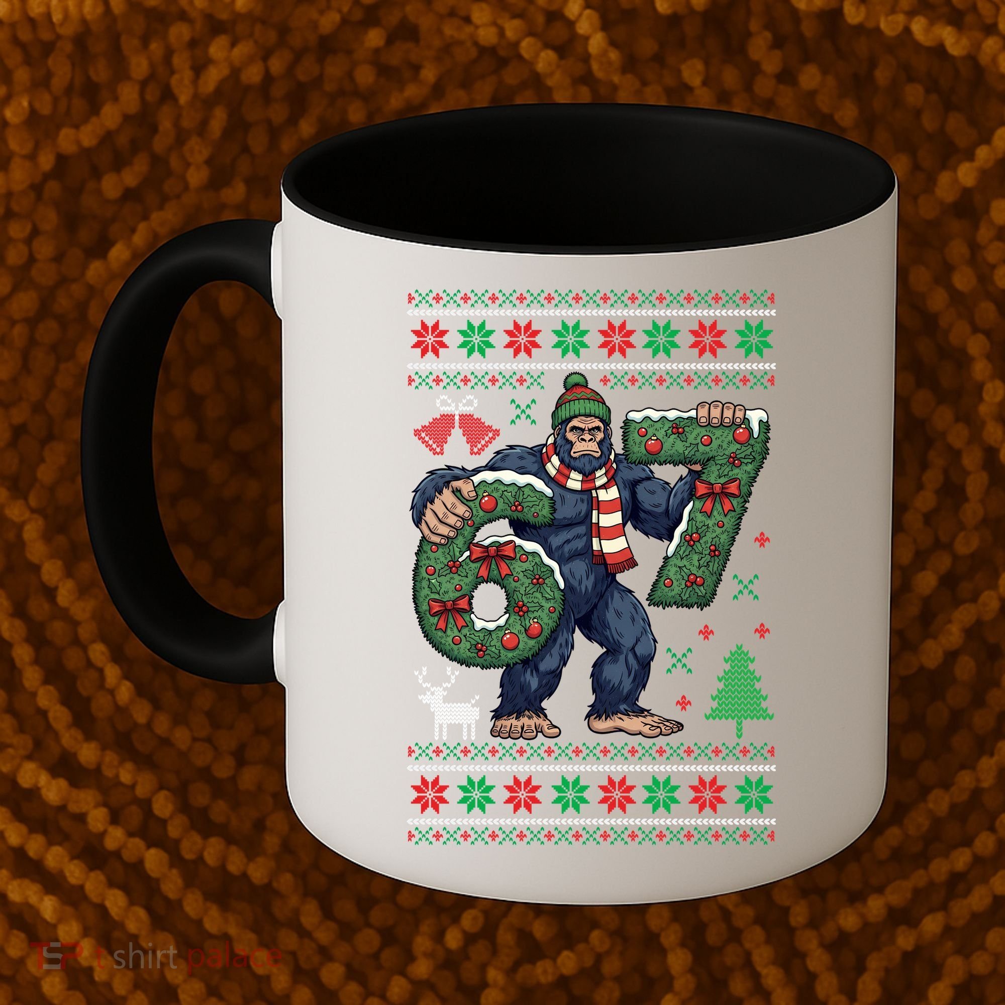 Ugly Christmas Sweater 6-7 Meme Bigfoot Santa 67 Coffee Mug