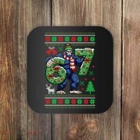 Ugly Christmas Sweater 6-7 Meme Bigfoot Santa 67 Coaster thumb 0