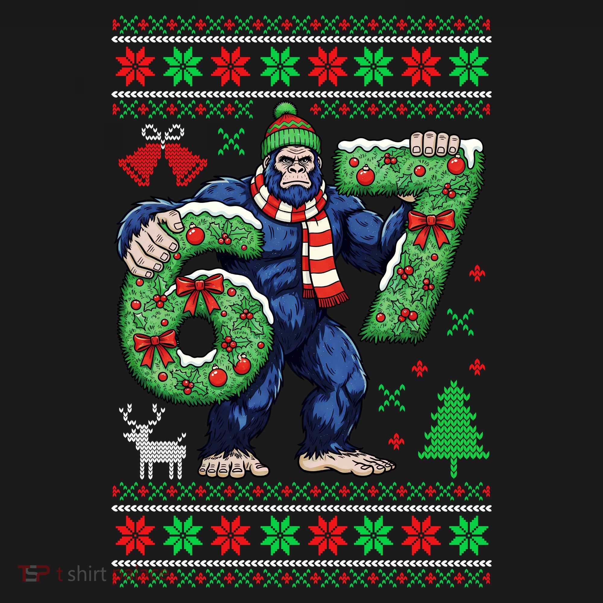 Ugly Christmas Sweater 6-7 Meme Bigfoot Santa 67 Women's Hoodie