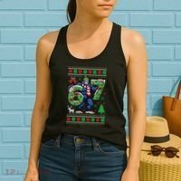 Ugly Christmas Sweater 6-7 Meme Bigfoot Santa 67 Women's Tank Top thumb 2