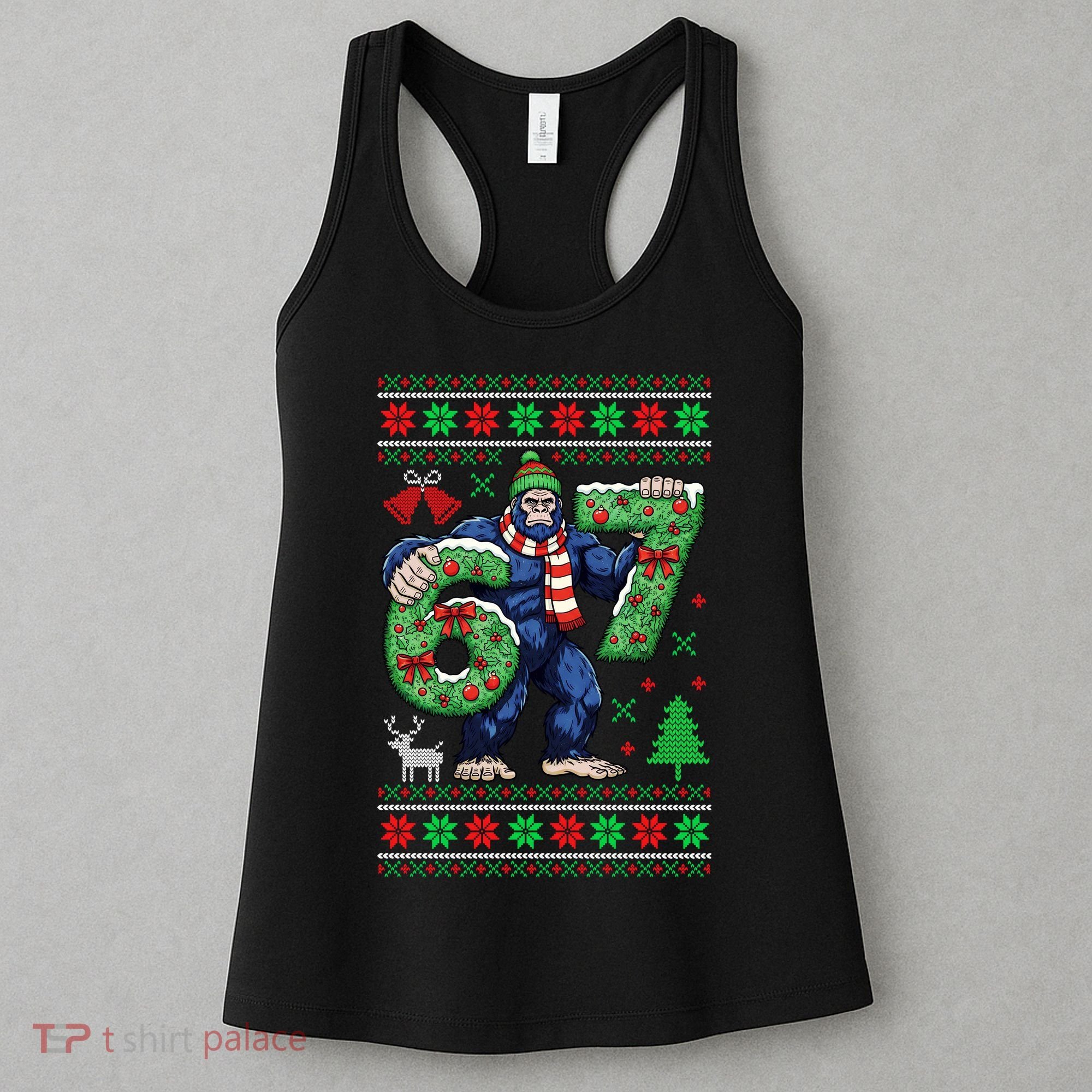 Ugly Christmas Sweater 6-7 Meme Bigfoot Santa 67 Women's Tank Top
