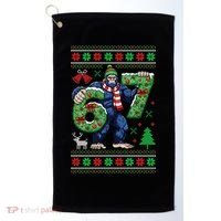 Ugly Christmas Sweater 6-7 Meme Bigfoot Santa 67 Golf Towel thumb 0