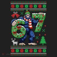 Ugly Christmas Sweater 6-7 Meme Bigfoot Santa 67 Golf Towel thumb 3