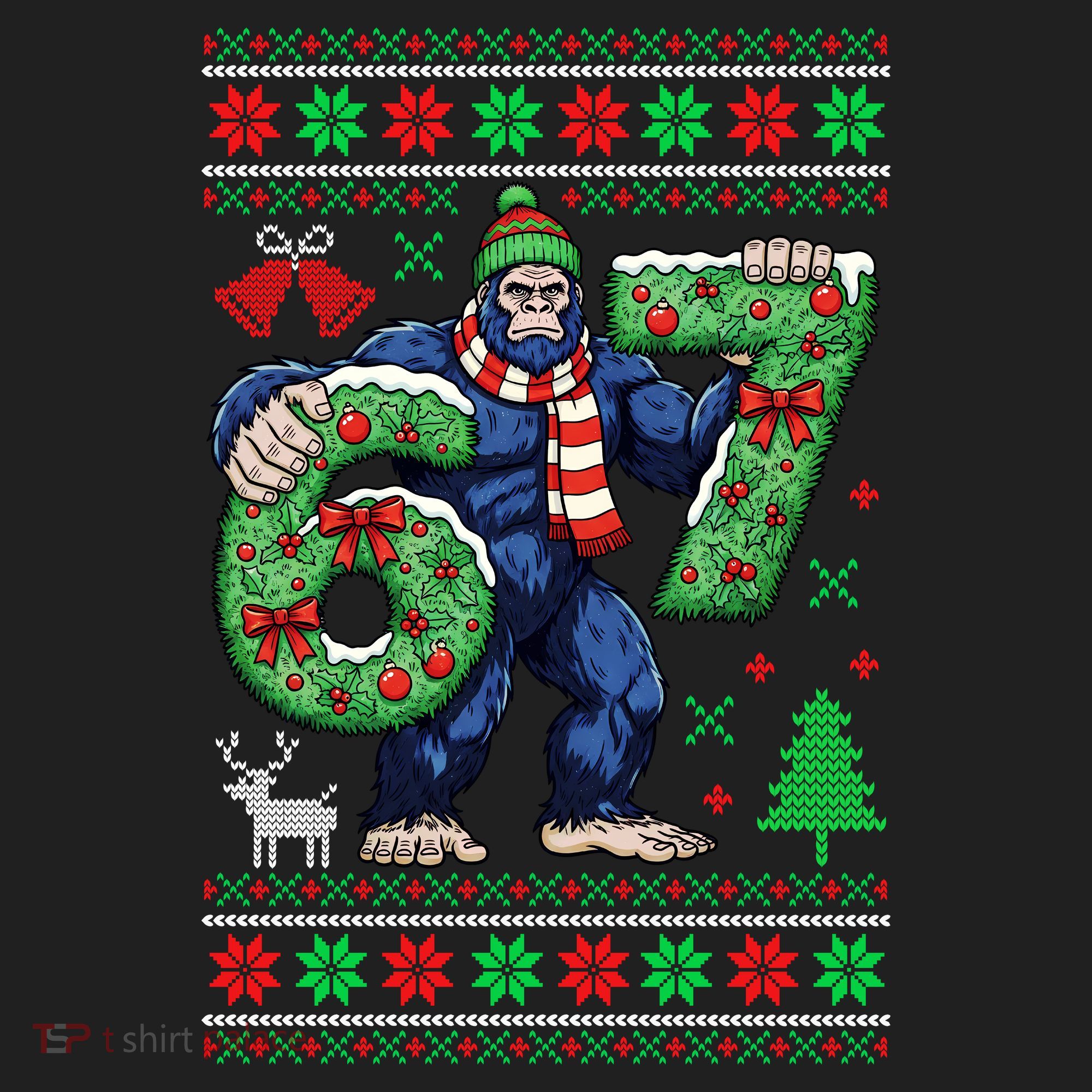 Ugly Christmas Sweater 6-7 Meme Bigfoot Santa 67 Golf Towel