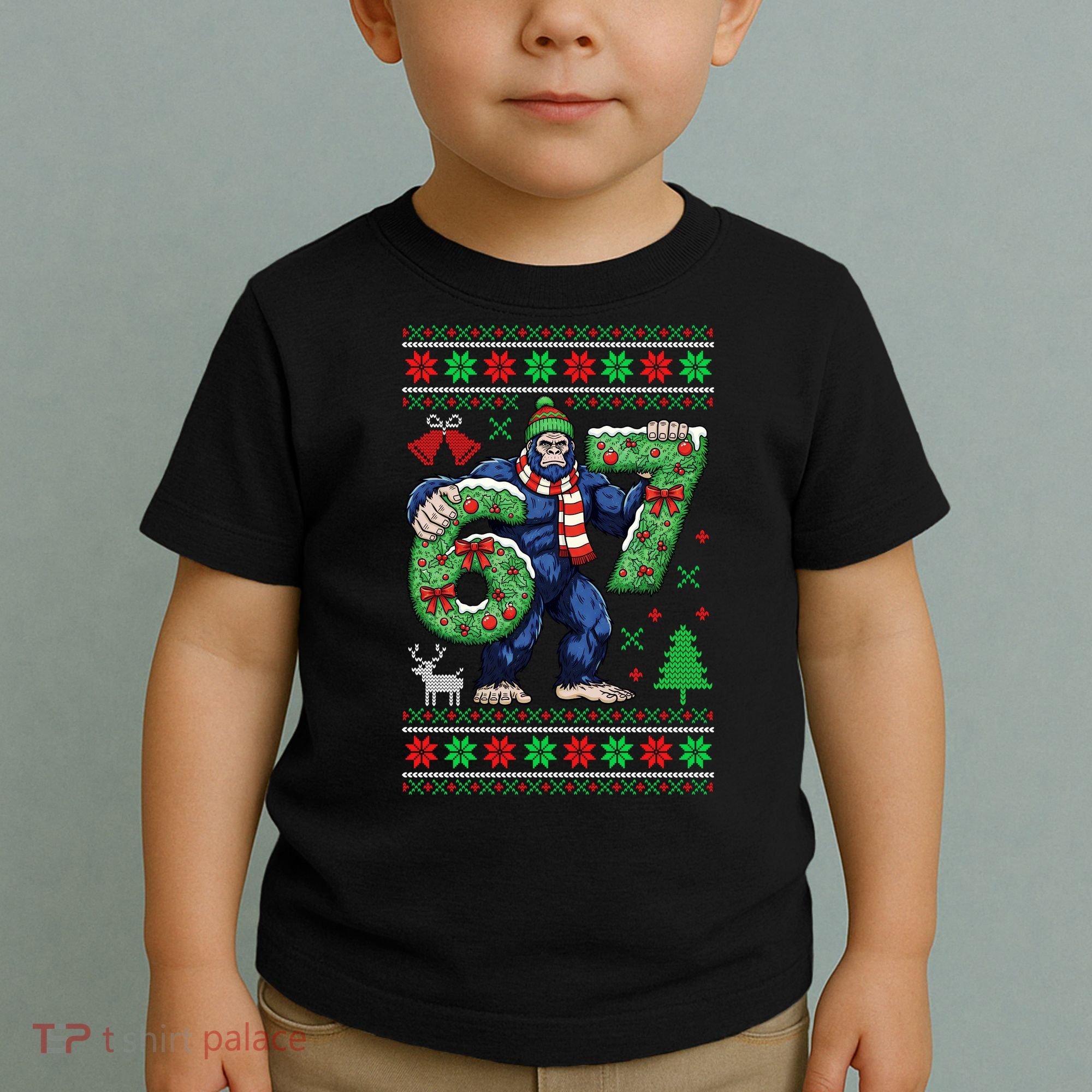 Ugly Christmas Sweater 6-7 Meme Bigfoot Santa 67 Toddler T-Shirt