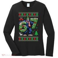 Ugly Christmas Sweater 6-7 Meme Bigfoot Santa 67 Women's Long Sleeve Shirt thumb 0
