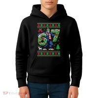 Ugly Christmas Sweater 6-7 Meme Bigfoot Santa 67 Kids Hoodie thumb 4