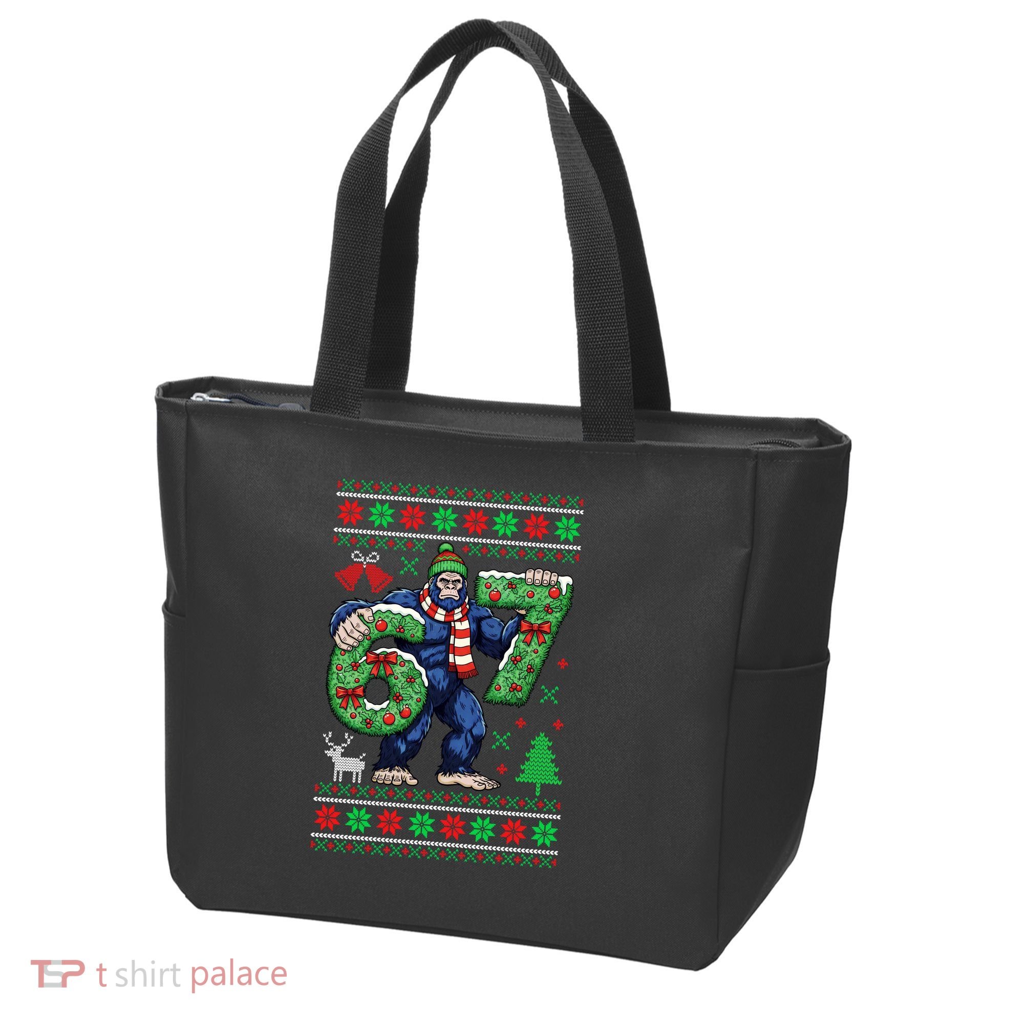 Ugly Christmas Sweater 6-7 Meme Bigfoot Santa 67 Tote Bag