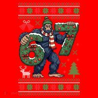 Ugly Christmas Sweater 6-7 Meme Bigfoot Santa 67 Santa Hat thumb 1