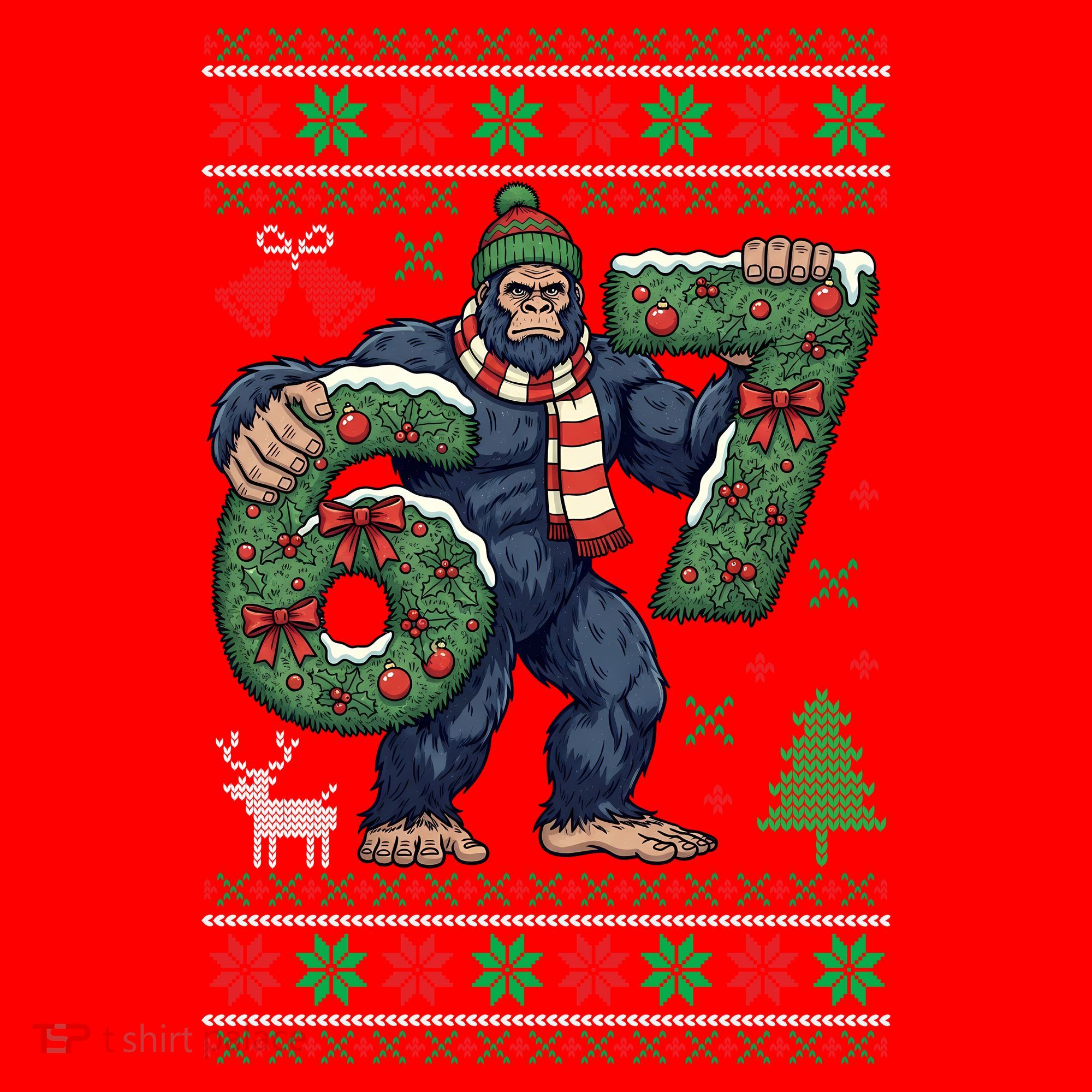 Ugly Christmas Sweater 6-7 Meme Bigfoot Santa 67 Santa Hat