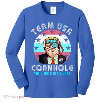 Usa Cornhole Team Cornhole Funny Cornhole Kids Long Sleeve Shirt
