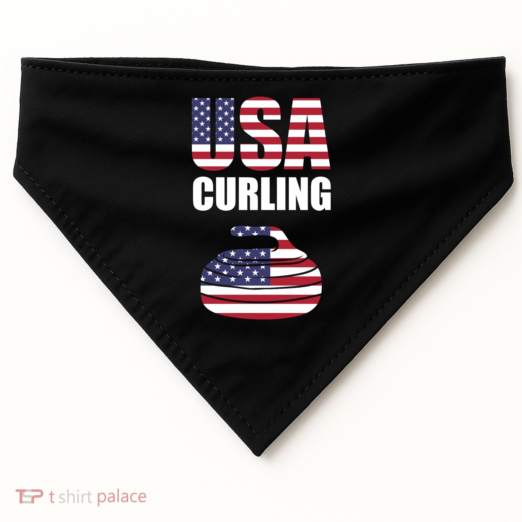 USA Curling Team Flag Sport USA-Made Doggie Bandana