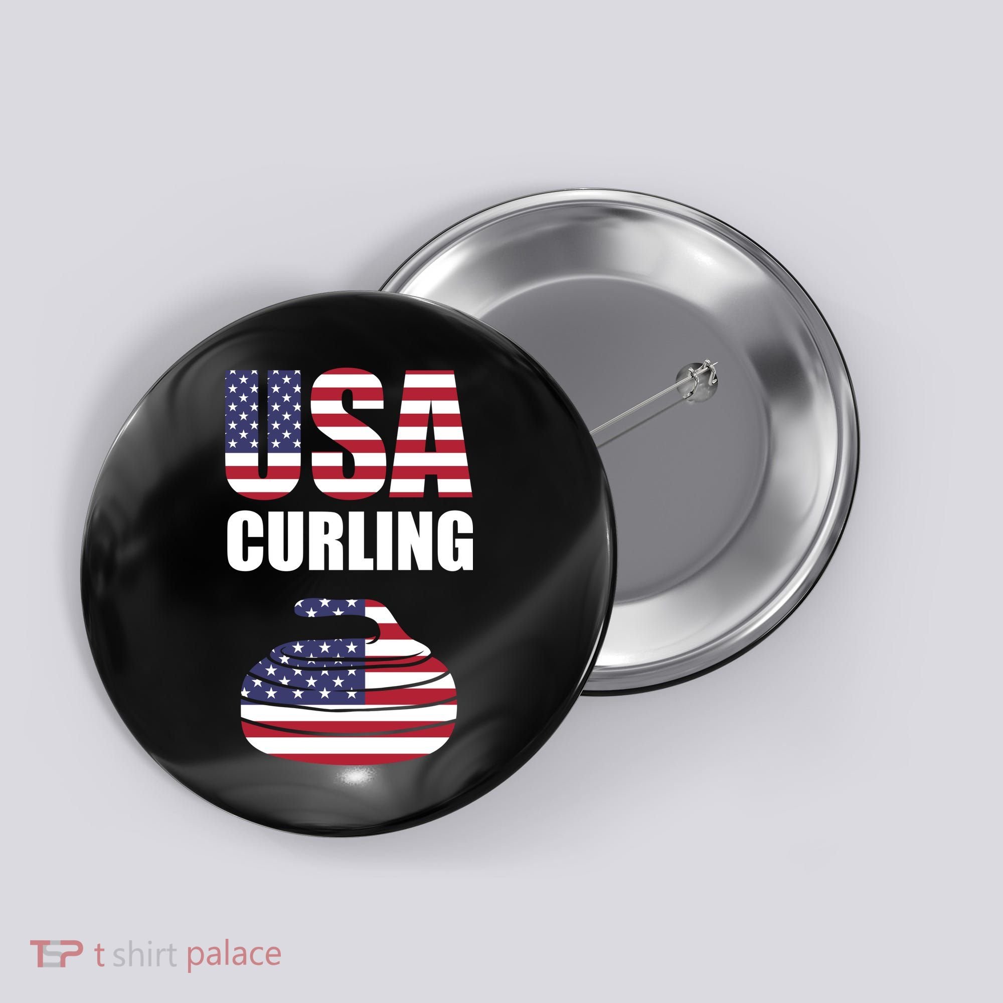 USA Curling Team Flag Sport Button