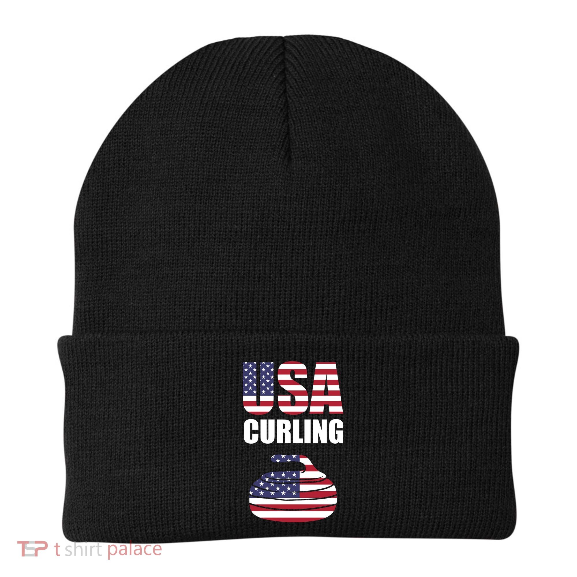 USA Curling Team Flag Sport Beanie