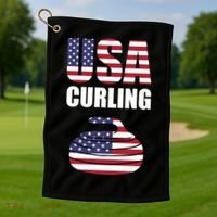 USA Curling Team Flag Sport Golf Towel thumb 1