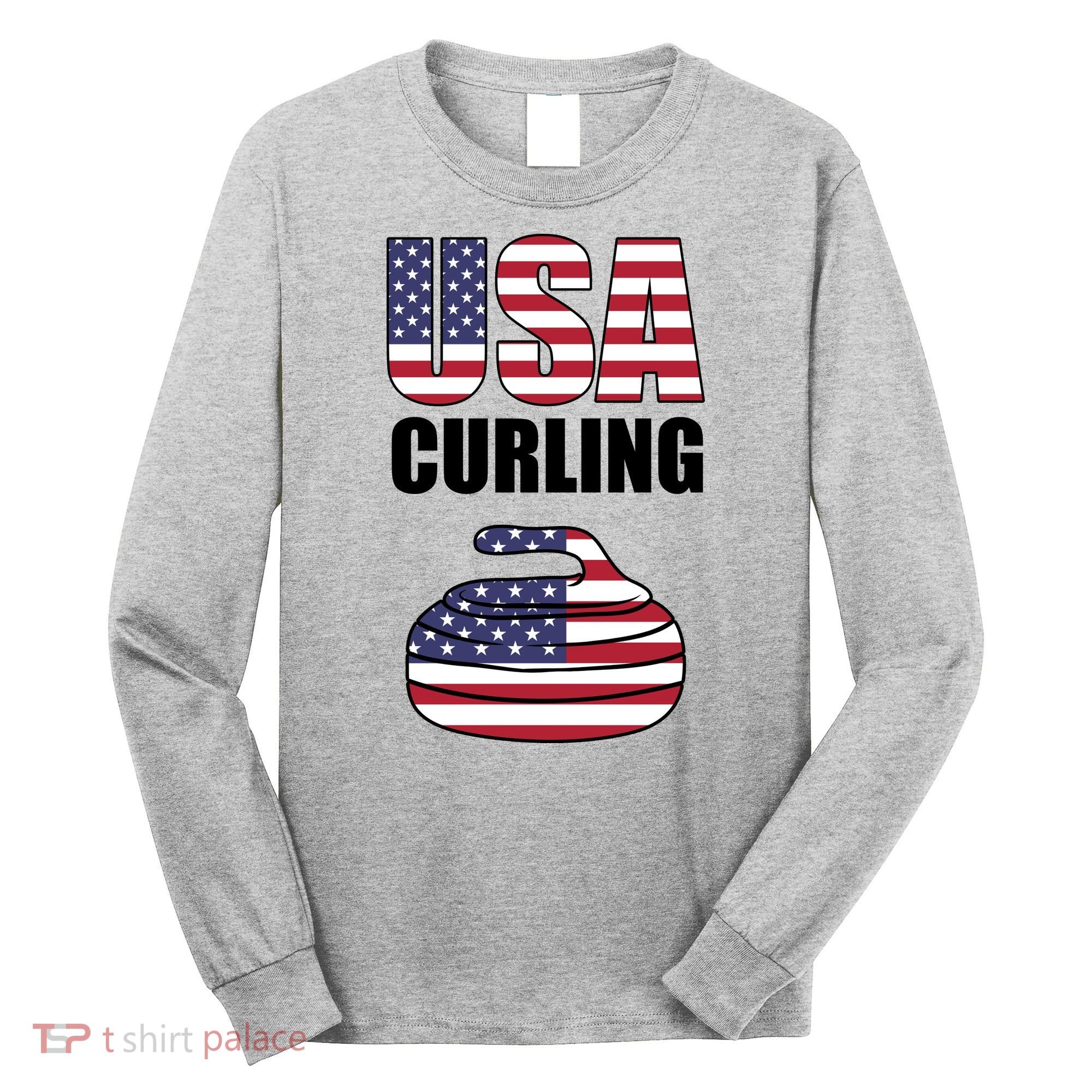 USA Curling Team Flag Sport Long Sleeve Shirt