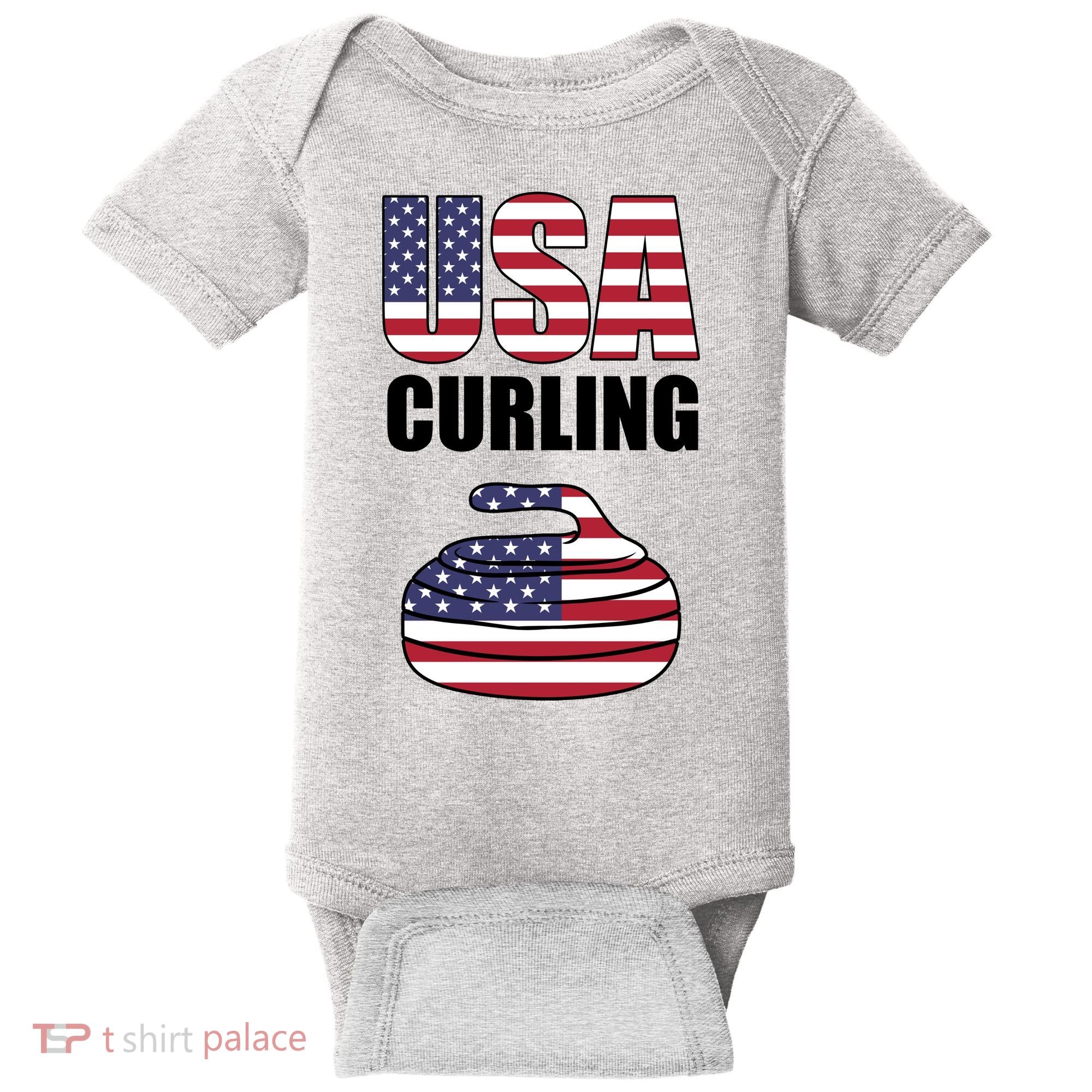USA Curling Team Flag Sport Baby Bodysuit