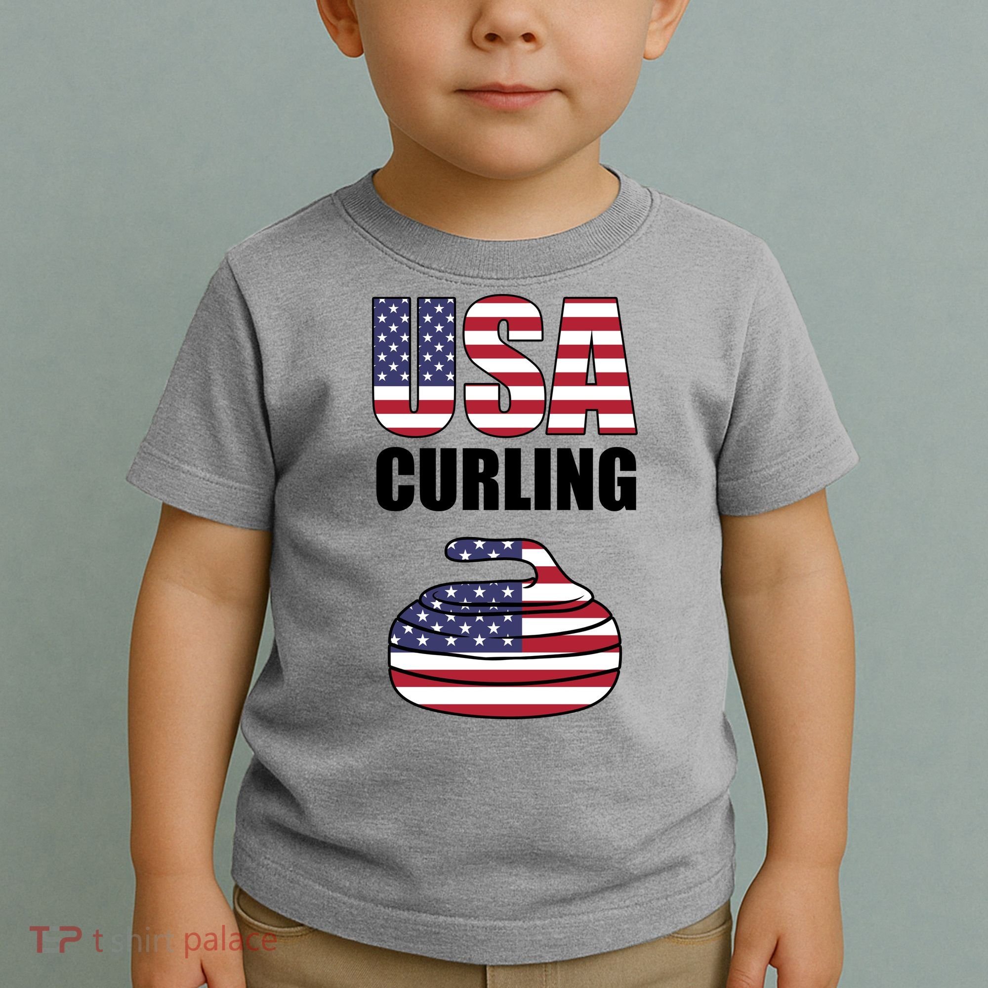 USA Curling Team Flag Sport Toddler T-Shirt