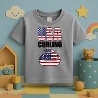 USA Curling Team Flag Sport Toddler T-Shirt thumb 3