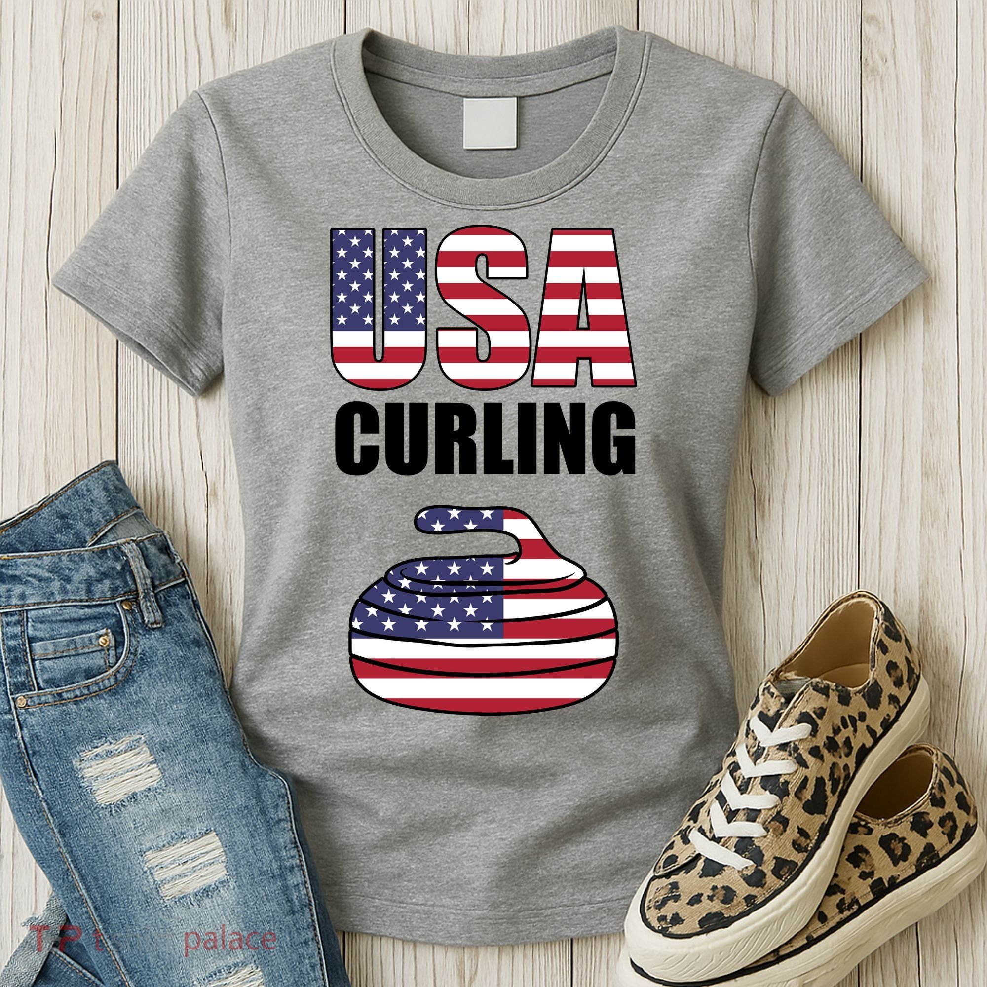 USA Curling Team Flag Sport Women's T-Shirt