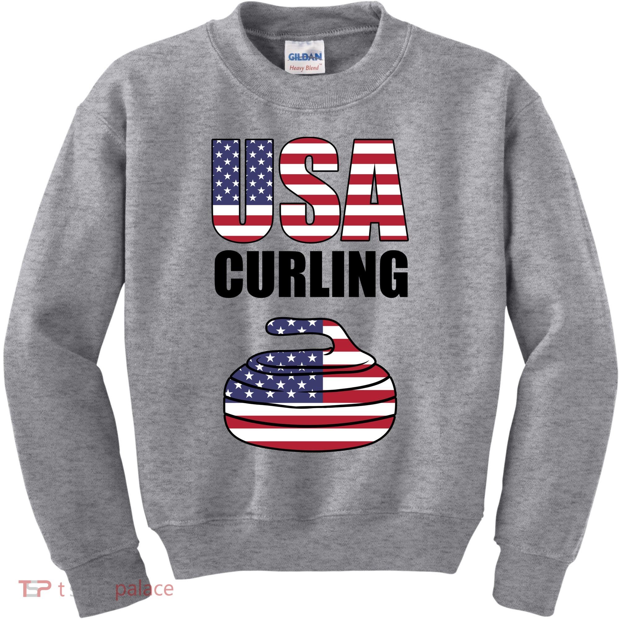 USA Curling Team Flag Sport Kids Sweatshirt