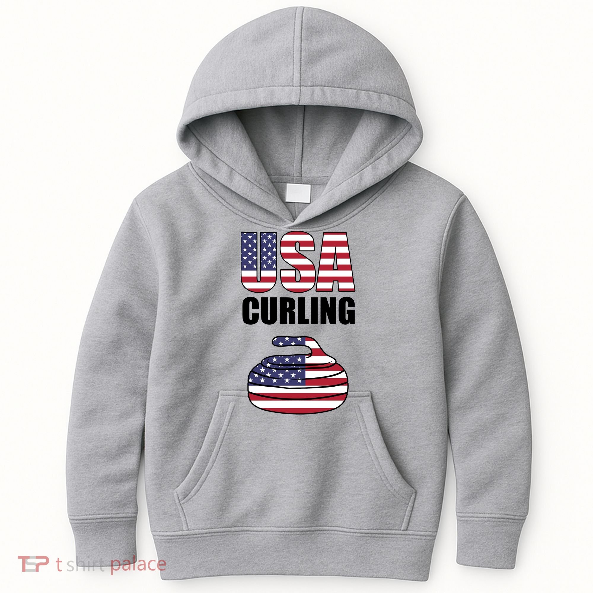 USA Curling Team Flag Sport Kids Hoodie