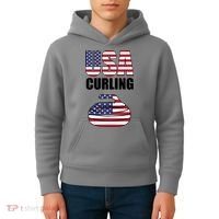 USA Curling Team Flag Sport Kids Hoodie thumb 4