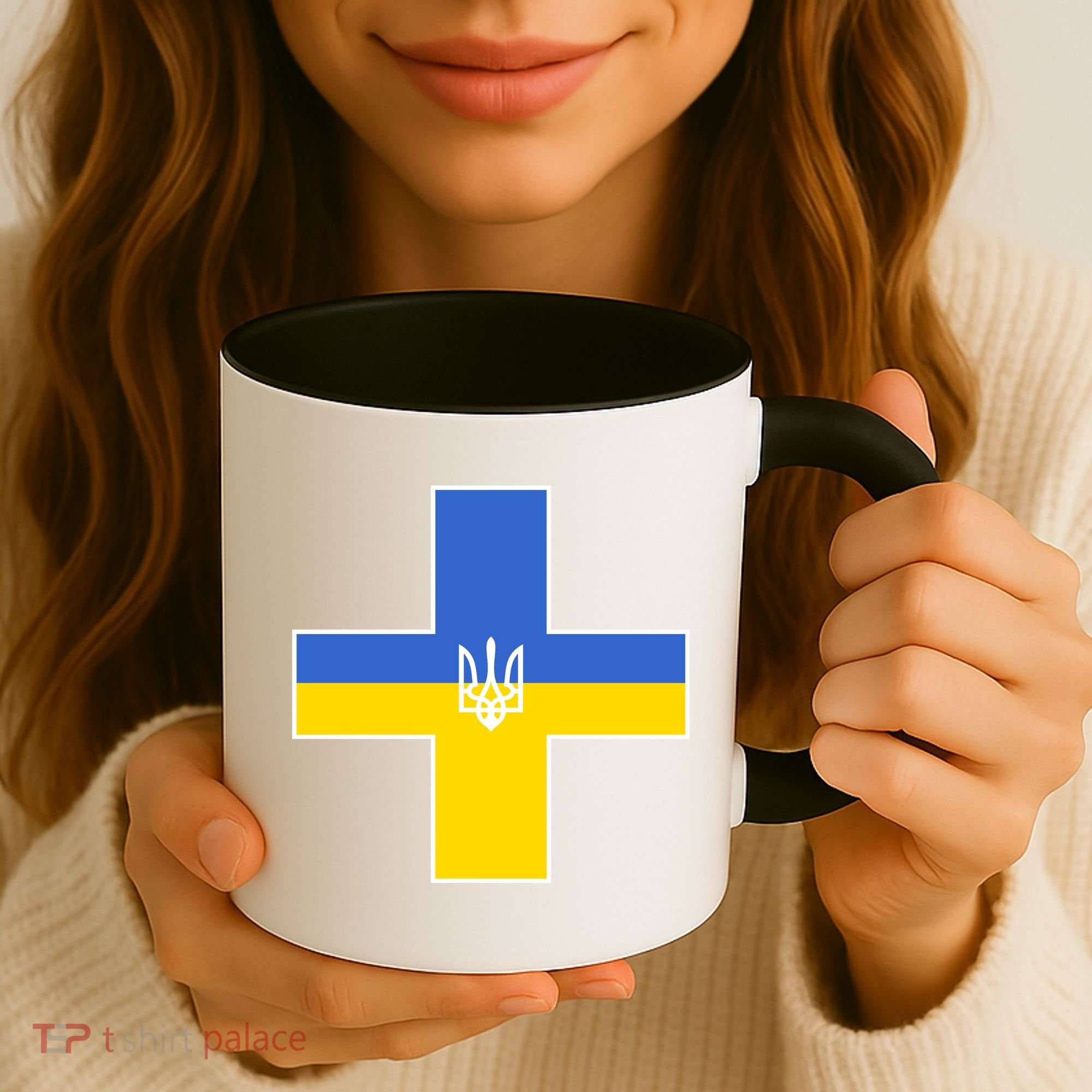 Ukrainian Cross Ukraine Support Stand With Pray Coffee Mug
