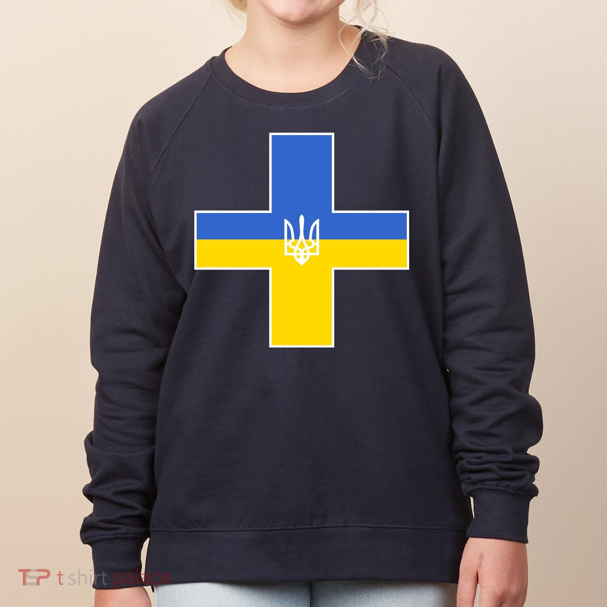 Ukrainian Cross Ukraine Support Stand With Pray Women's Sweatshirt