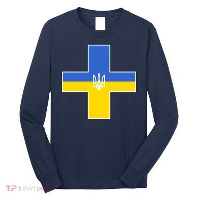 Ukrainian Cross Ukraine Support Stand With Pray Long Sleeve Shirt