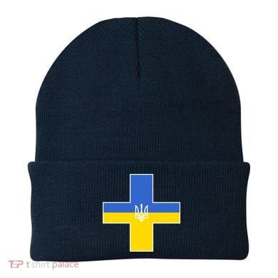 Ukrainian Cross Ukraine Support Stand With Pray Beanie