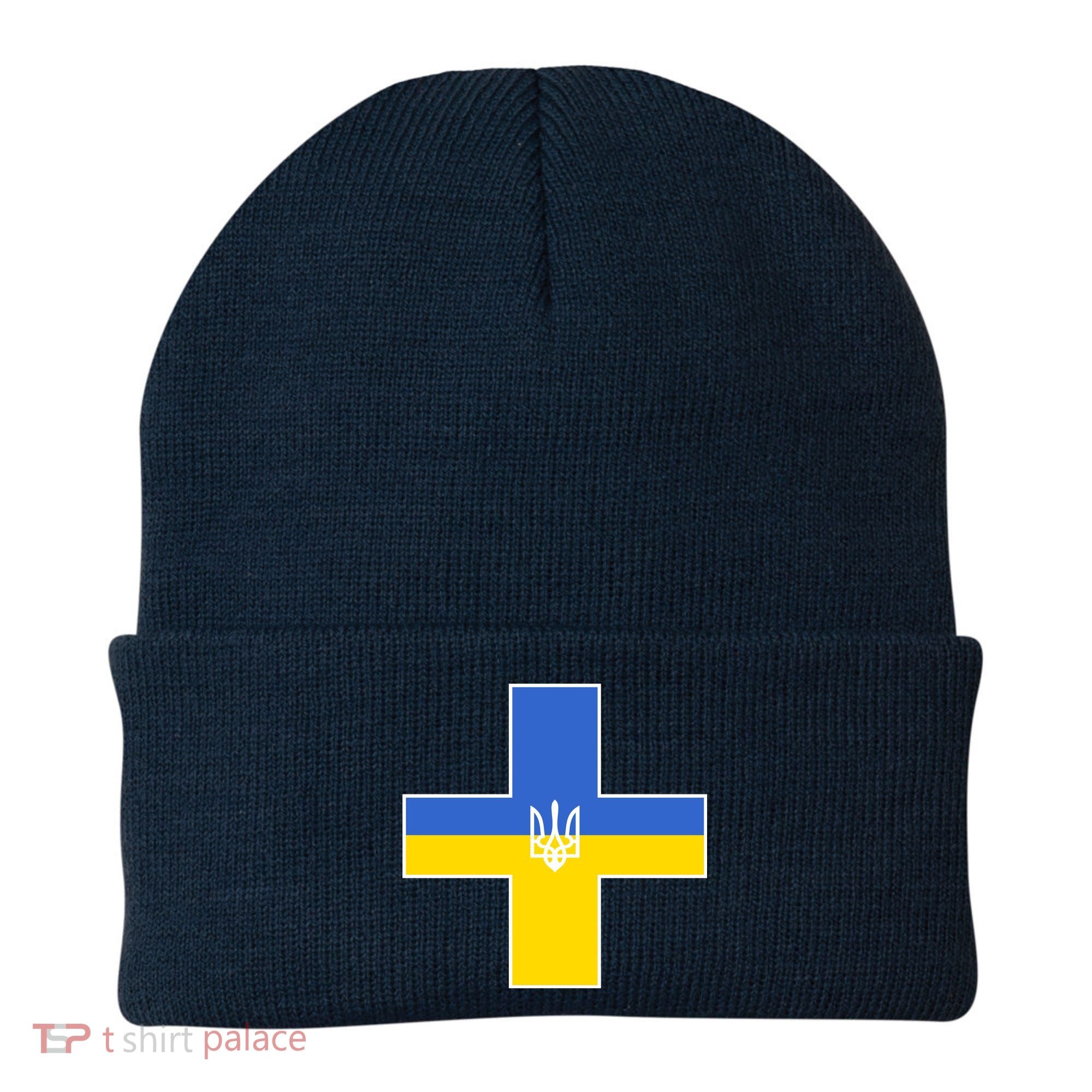 Ukrainian Cross Ukraine Support Stand With Pray Beanie